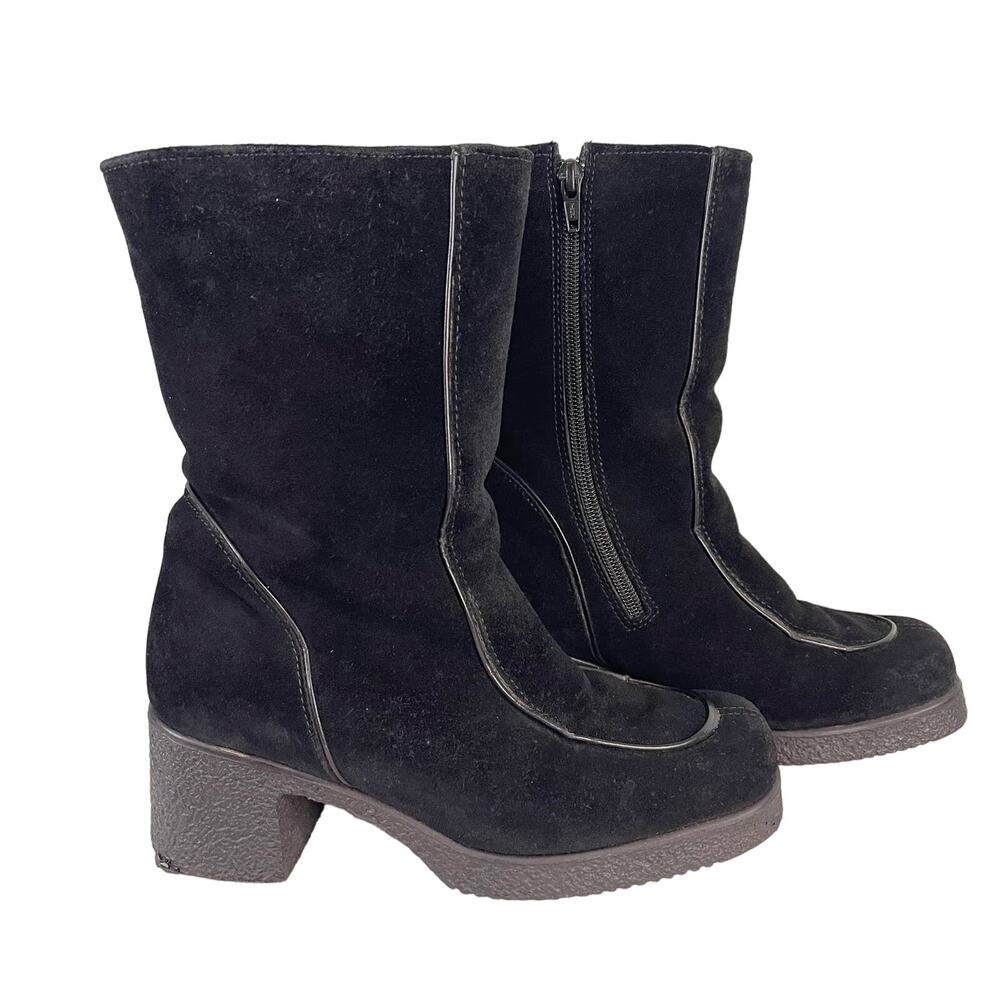 Pajar Canada Suede Shearling Lined Black Boots Size 6.5
